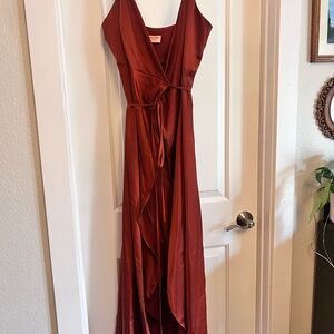 Showpo Rust High Low Wrap Dress
